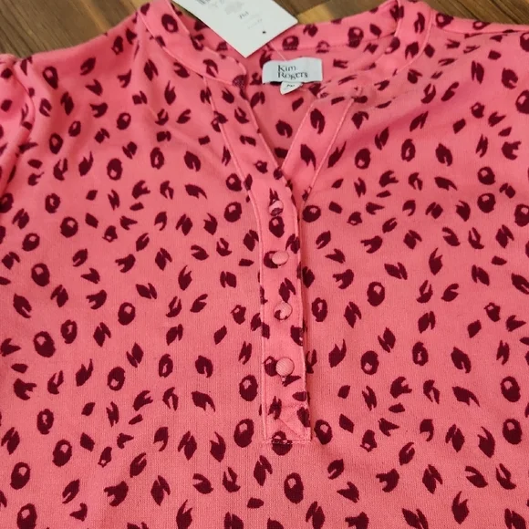 Kim Rogers Pink Blouse with Red Accents - Picture 1 of 7